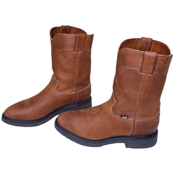 JUSTIN Conductor 10" Boots Style 4760 Brown Full Grain Leather Men's Size 10EE